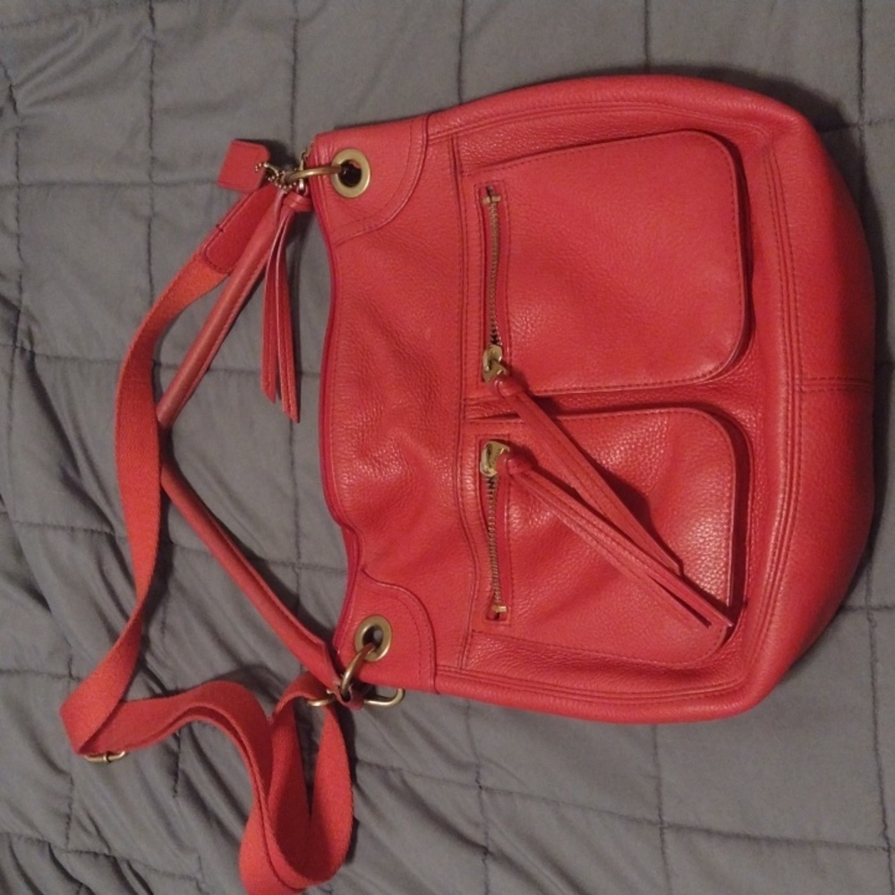 Red Fossil Leather satchel purse